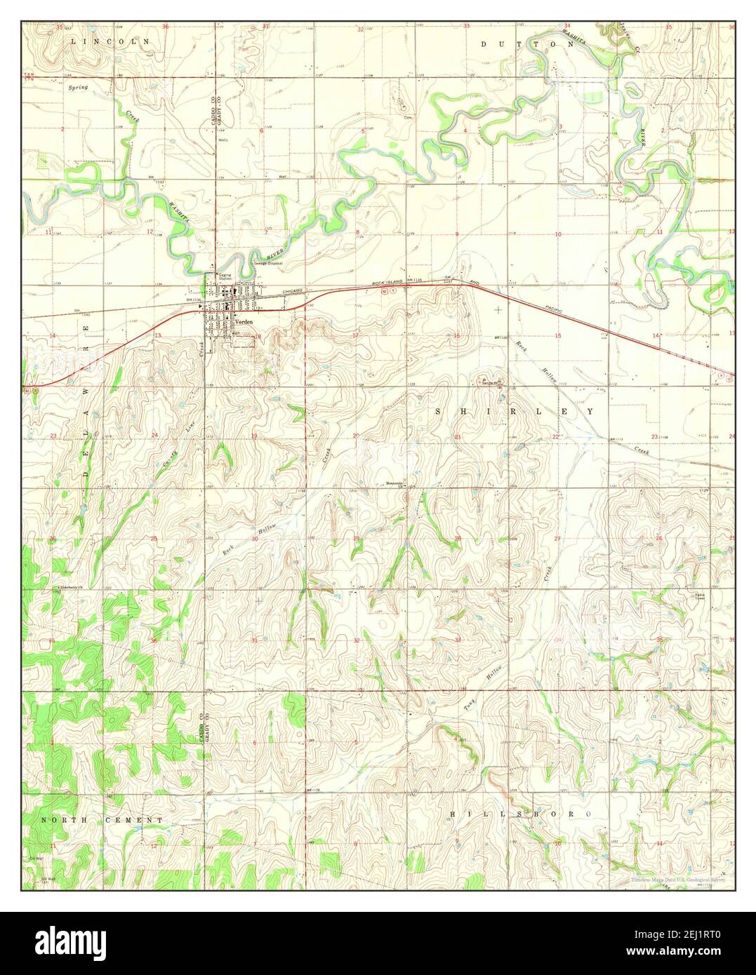 Verden, Oklahoma, map 1968, 124000, United States of America by