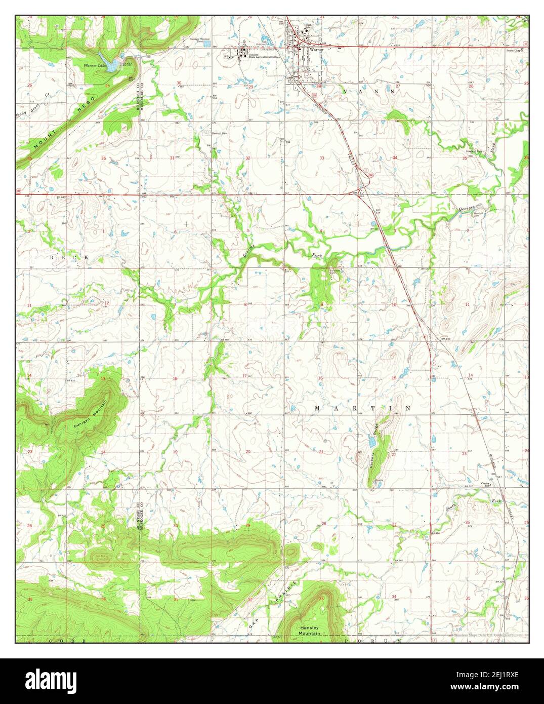 Warner, Oklahoma, map 1963, 124000, United States of America by