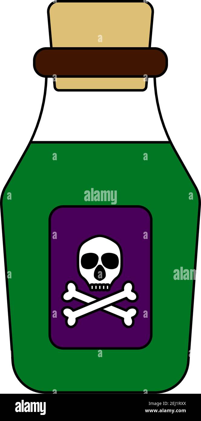 Poison Bottle Icon. Editable Outline With Color Fill Design. Vector Illustration. Stock Vector