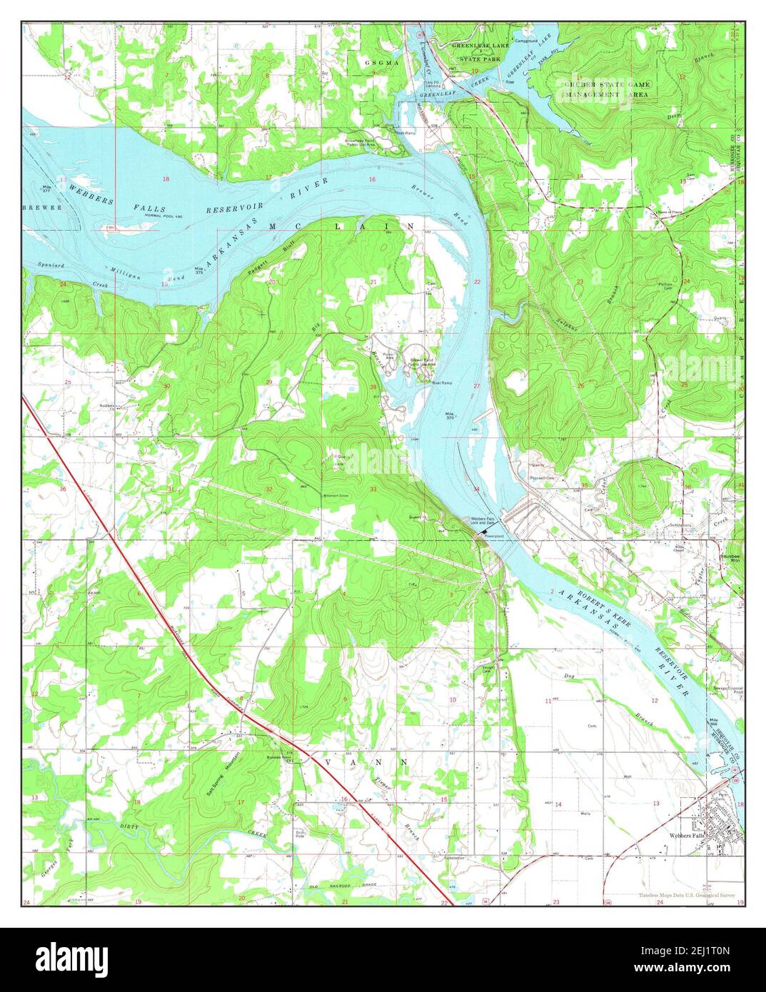 bers Falls, Oklahoma, map 1974, 124000, United States of America by