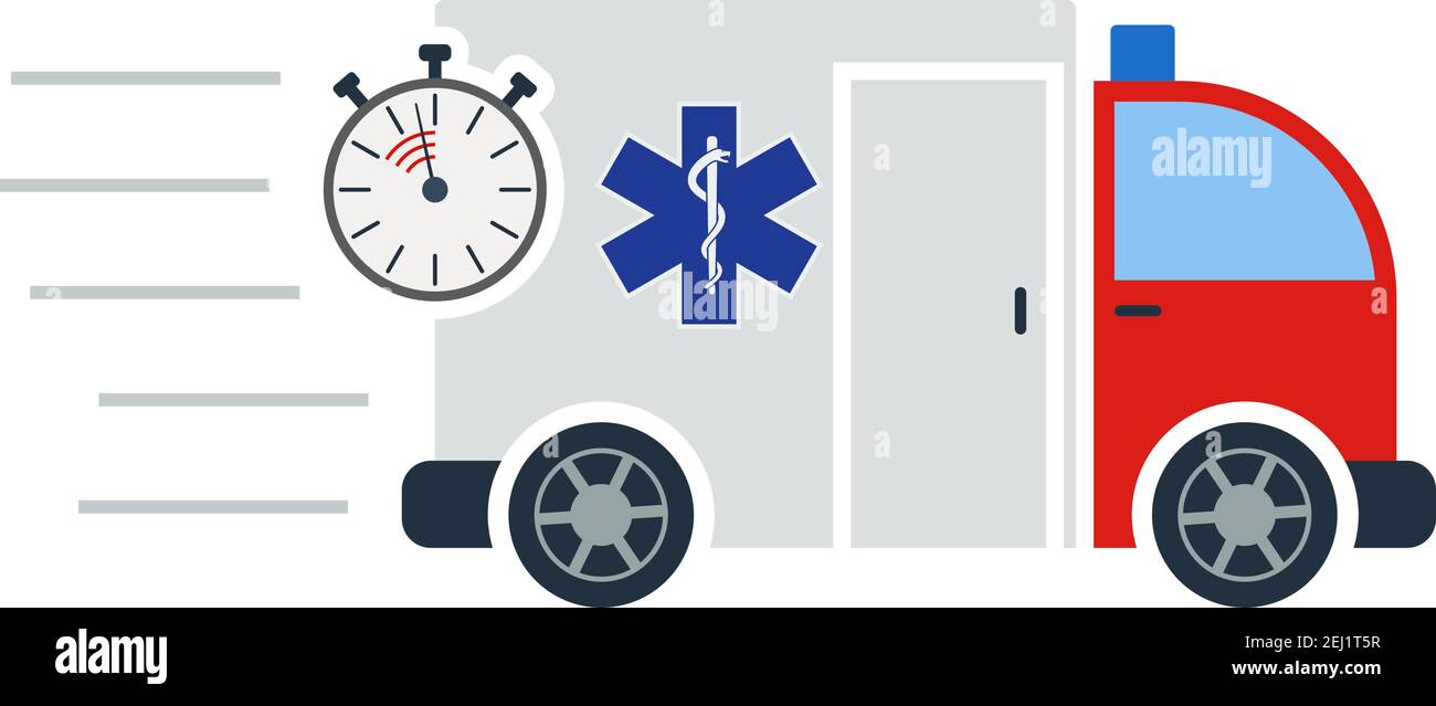 Fast Ambulance Car Icon. Flat Color Design. Vector Illustration Stock ...