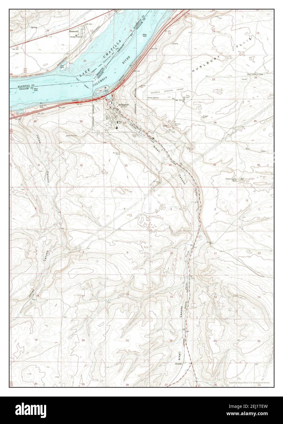 Arlington, Oregon, map 1971, 1:24000, United States of America by Timeless Maps, data U.S. Geological Survey Stock Photo