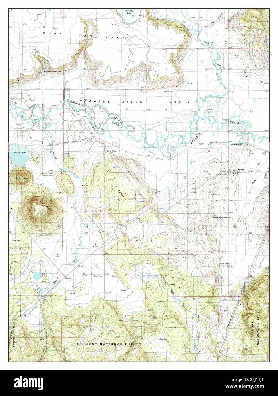 Beatty, Oregon, map 1988, 124000, United States of America by Timeless