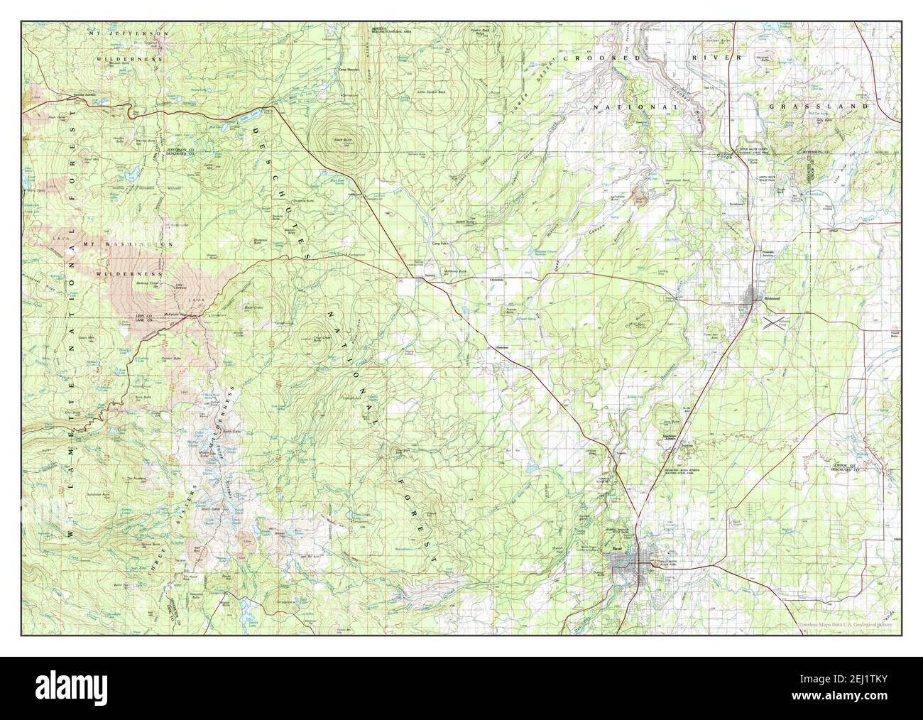 Bend, Oregon, map 1980, 1:100000, United States of America by Timeless ...