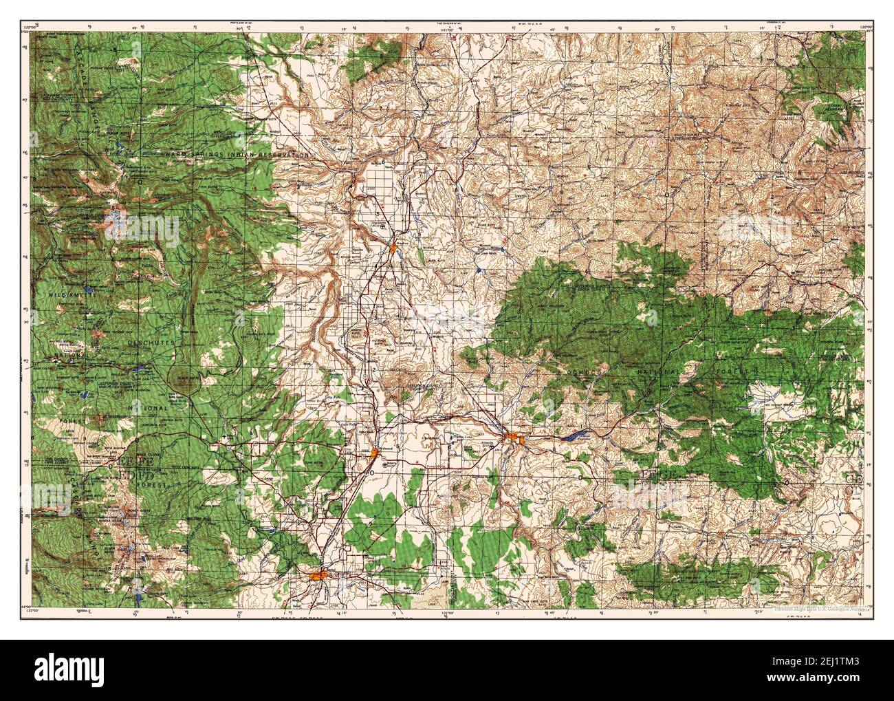 Bend, Oregon, map 1957, 1250000, United States of America by Timeless