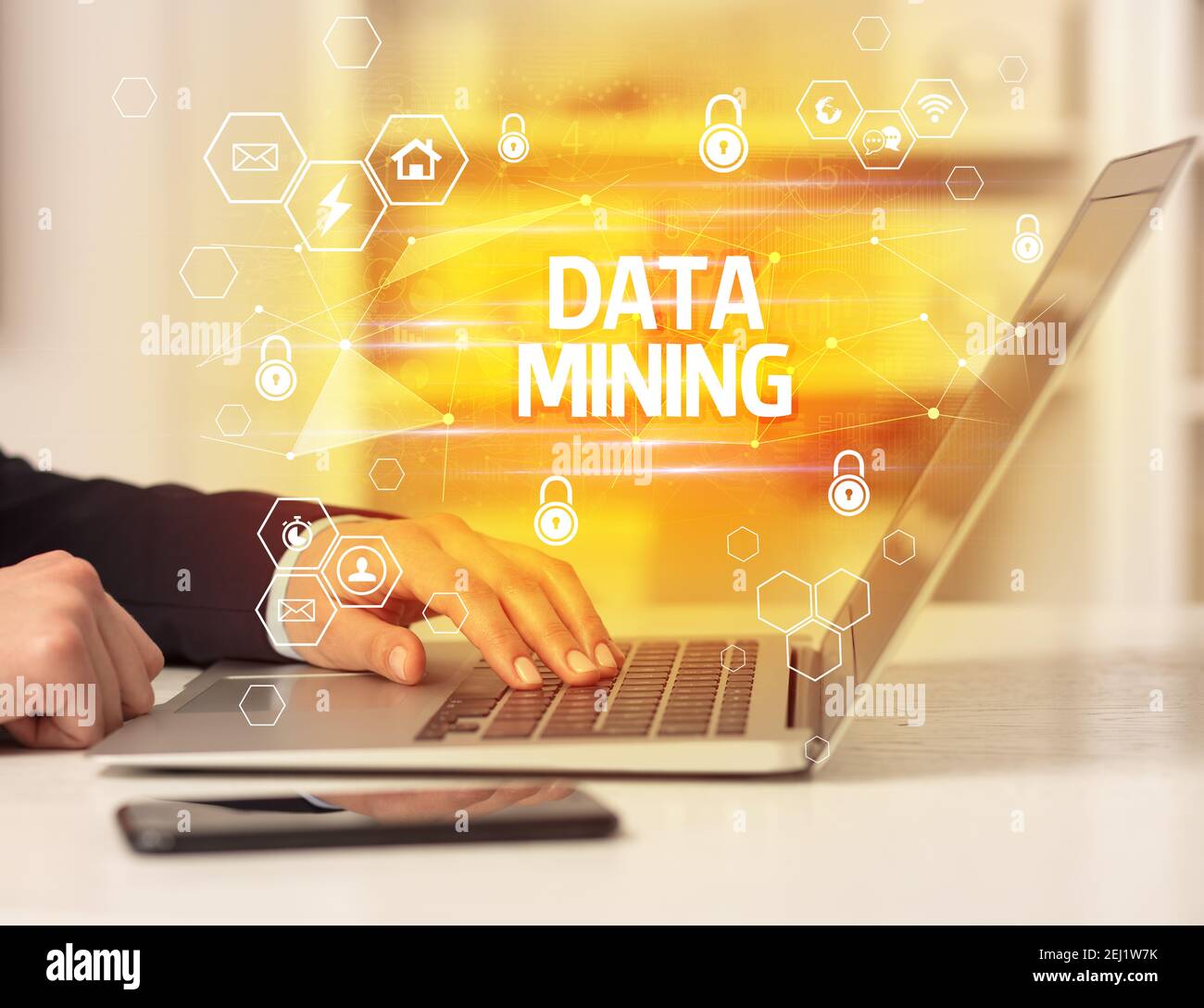DATA MINING inscription on laptop, internet security and data ...