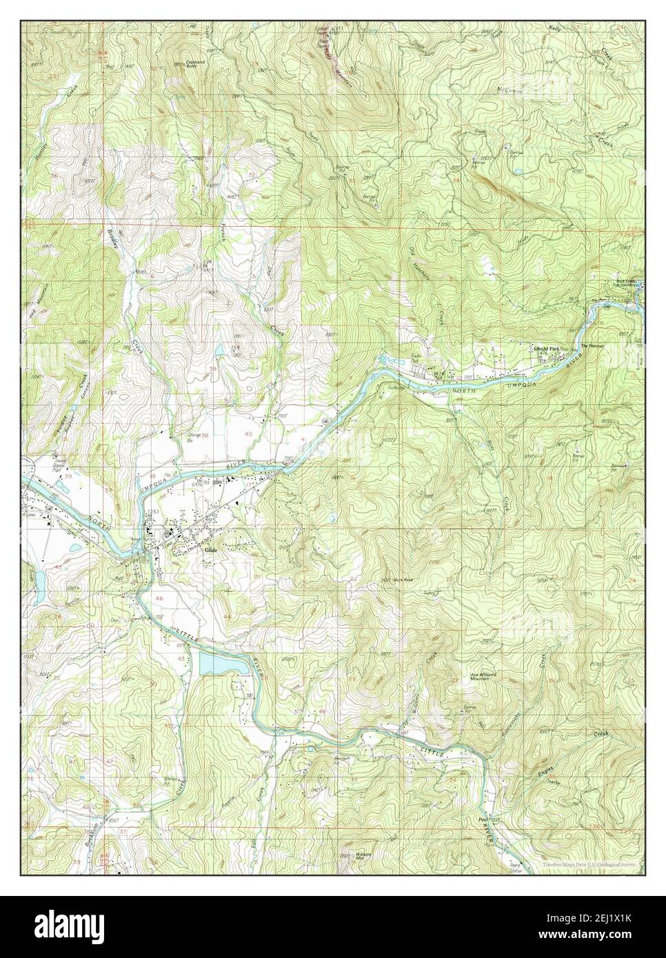 Glide, Oregon, map 1987, 124000, United States of America by Timeless