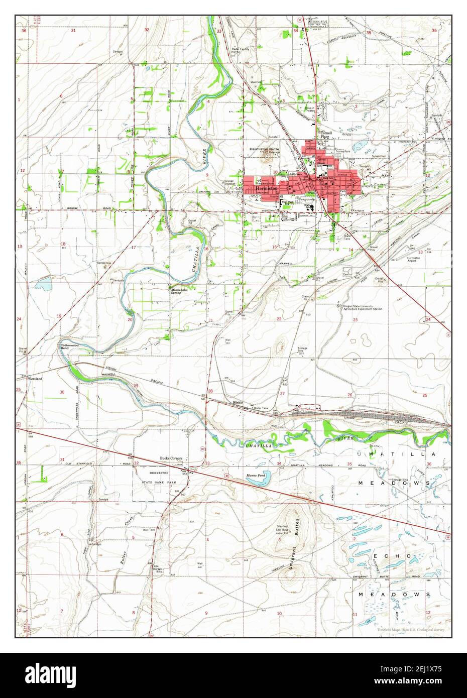 Hermiston, Oregon, map 1962, 124000, United States of America by Timeless Maps, data U.S