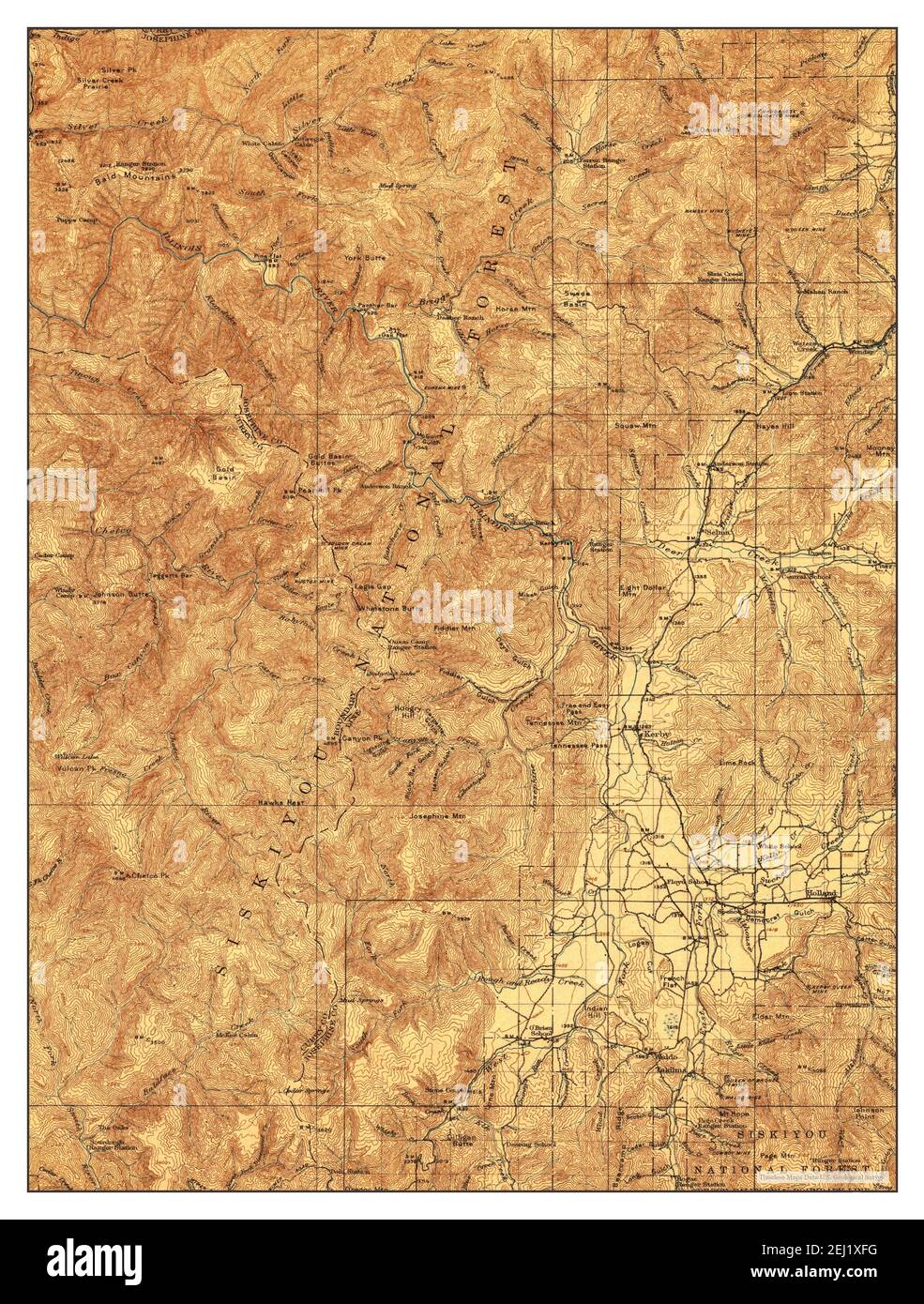 Kerby, Oregon, map 1918, 1:125000, United States of America by Timeless Maps, data U.S. Geological Survey Stock Photo