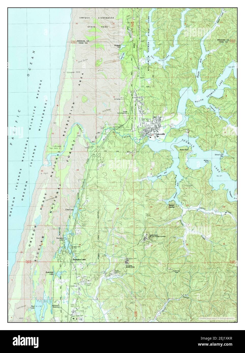 Lakeside, Oregon, map 1985, 124000, United States of America by