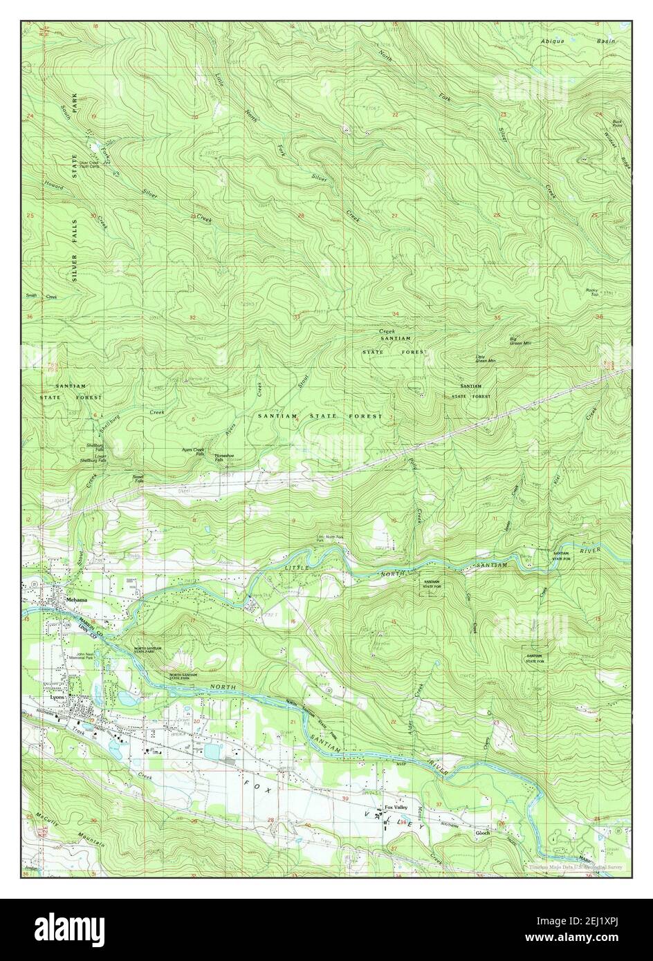 Lyons, Oregon, map 1985, 124000, United States of America by Timeless