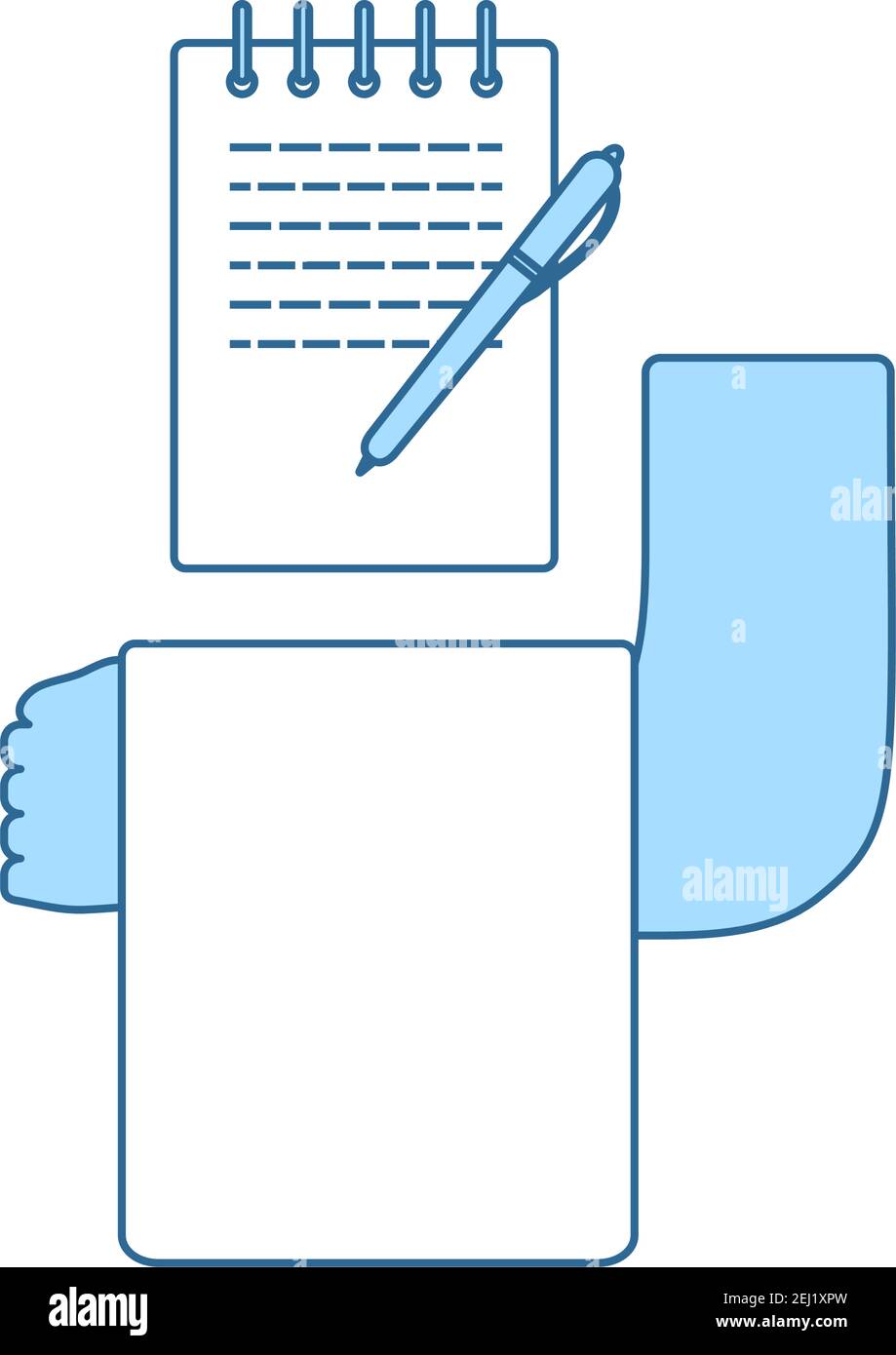 Waiter Take Oder Icon. Thin Line With Blue Fill Design. Vector Illustration. Stock Vector