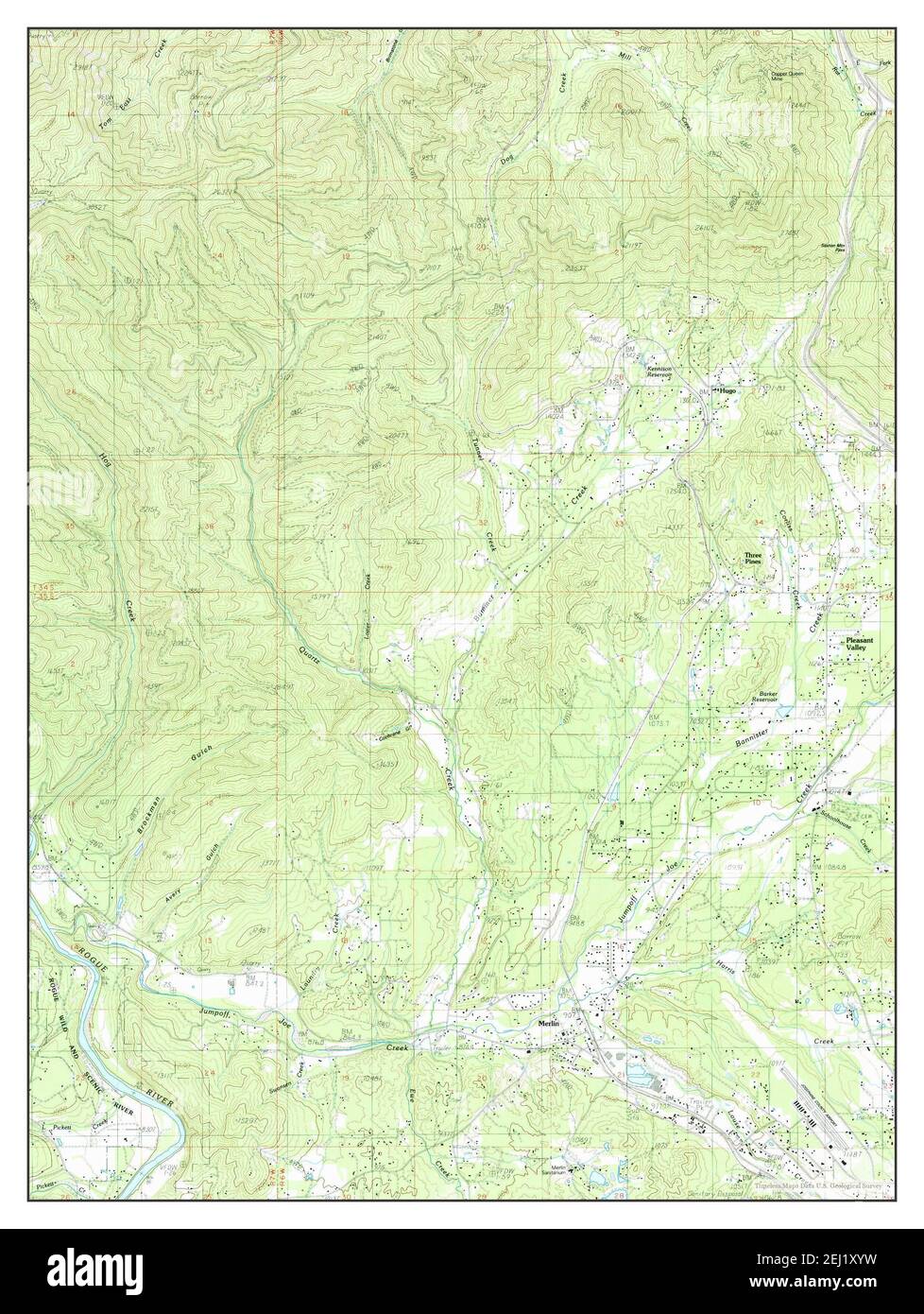 Merlin, Oregon, map 1986, 124000, United States of America by Timeless