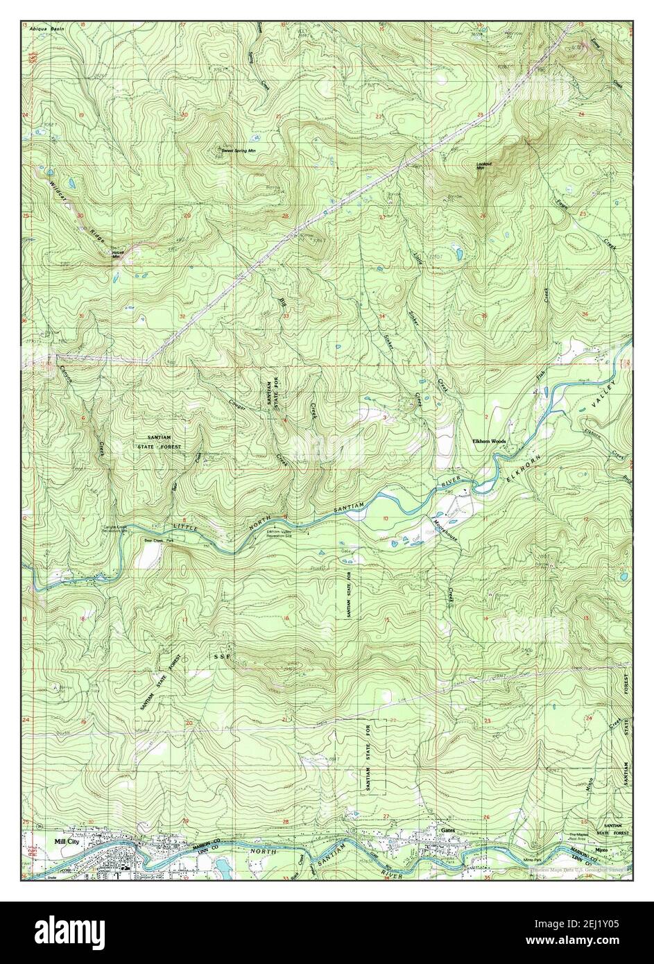 Mill City North, Oregon, map 1985, 1:24000, United States of America by Timeless Maps, data U.S. Geological Survey Stock Photo