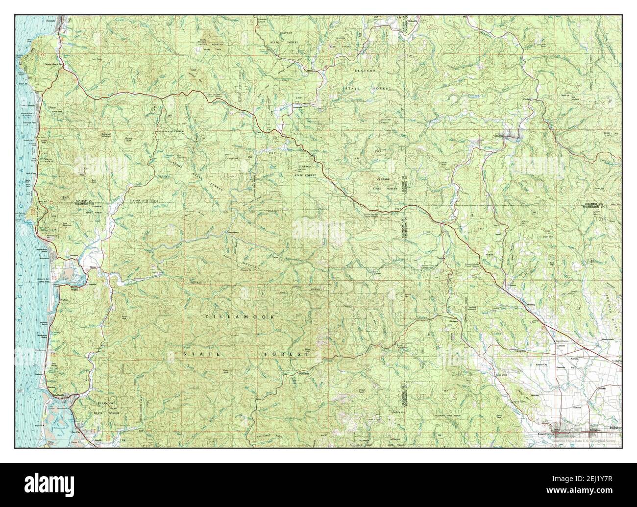 Nehalem River, Oregon, map 1979, 1:100000, United States of America by Timeless Maps, data U.S. Geological Survey Stock Photo