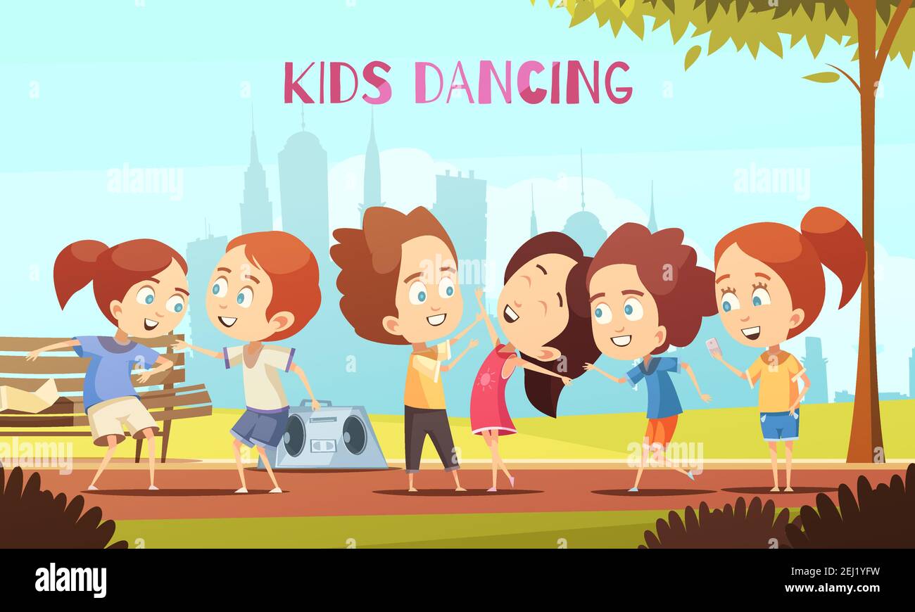 Kids dancing cartoon vector illustration Stock Vector Image & Art - Alamy