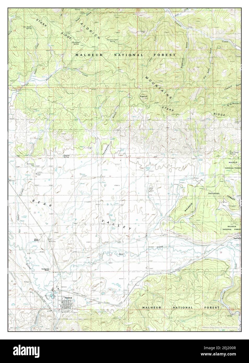Seneca, Oregon, map 1990, 124000, United States of America by Timeless