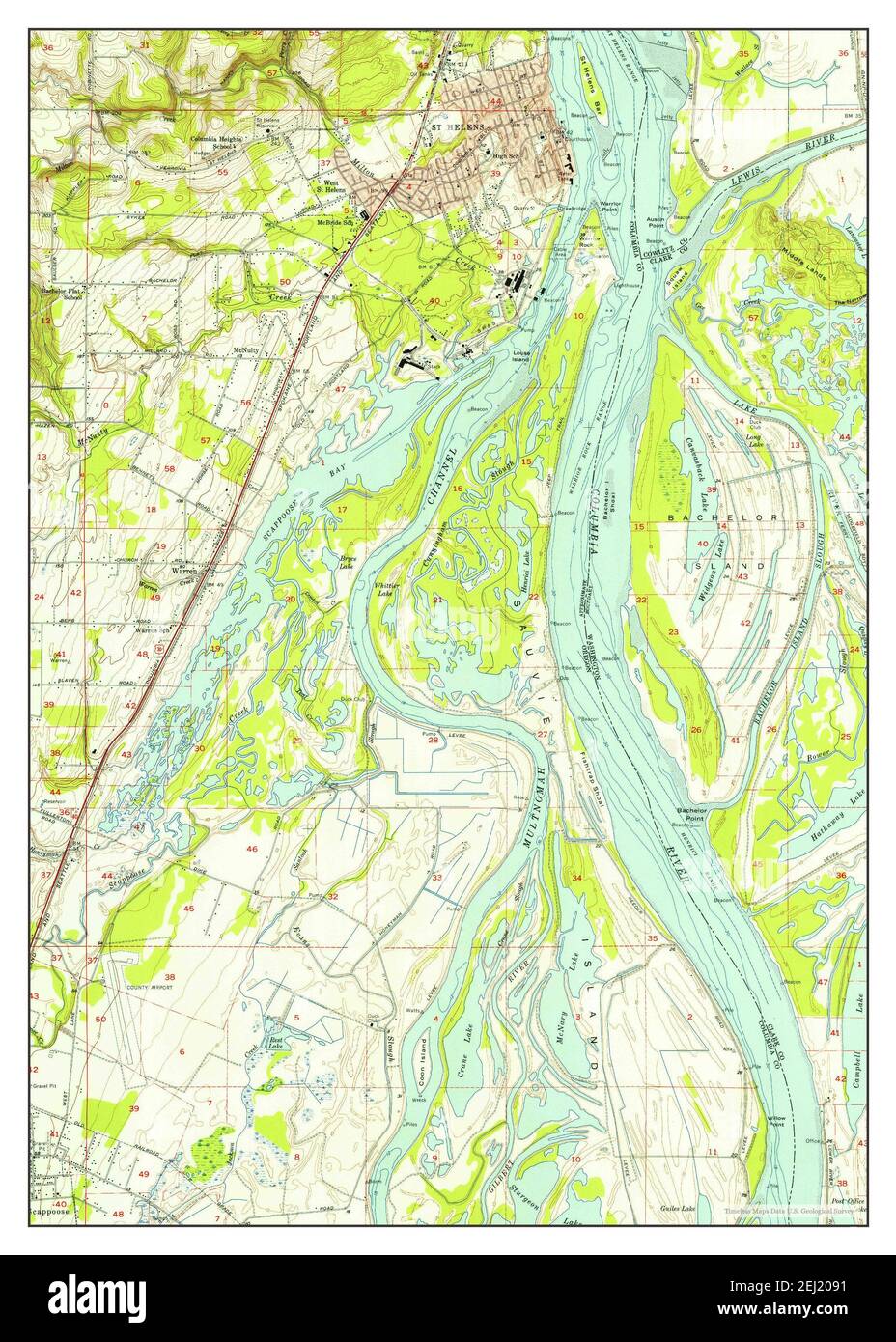 St helens oregon map