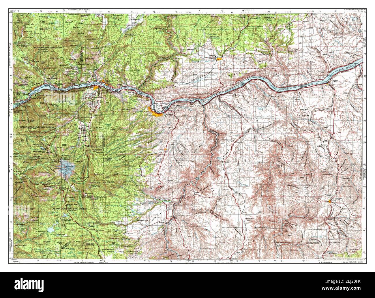 The Dalles, Oregon, map 1953, 1:250000, United States of America by ...