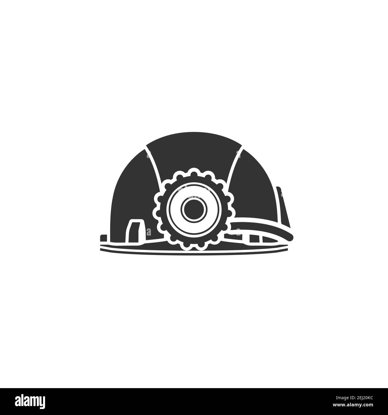 Realistic vector icon of a miner's helmet with a lantern. Protective