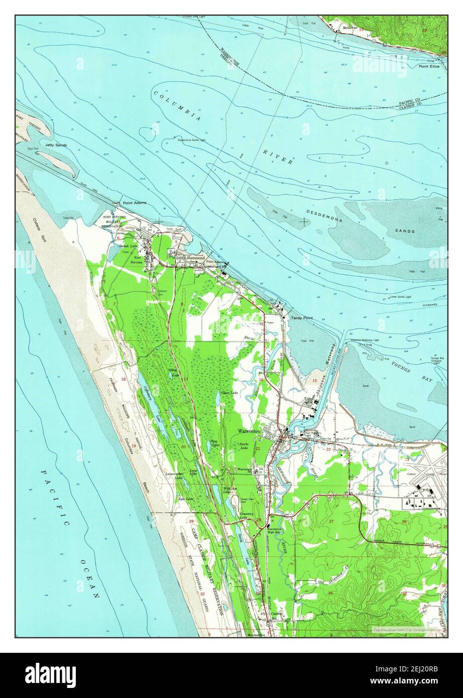 Warrenton, Oregon, map 1953, 1:24000, United States of America by Timeless Maps, data U.S. Geological Survey Stock Photo