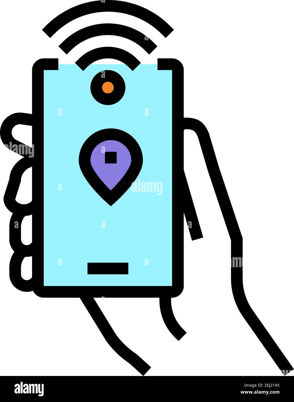 smartphone with rfid nfc technology color icon vector illustration ...
