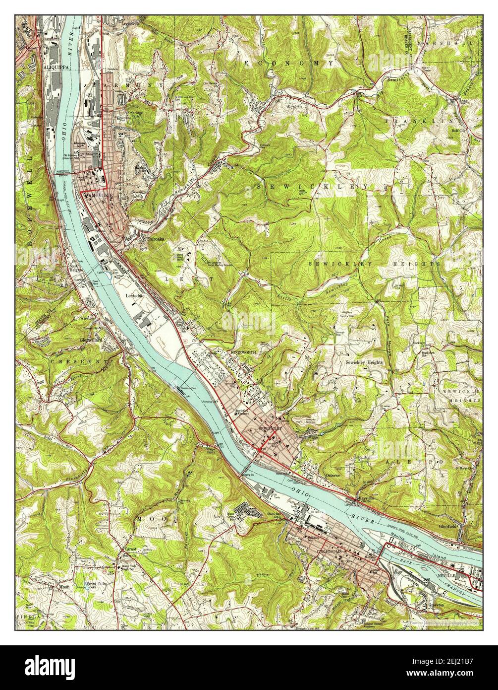 Ambridge, Pennsylvania, map 1953, 124000, United States of America by