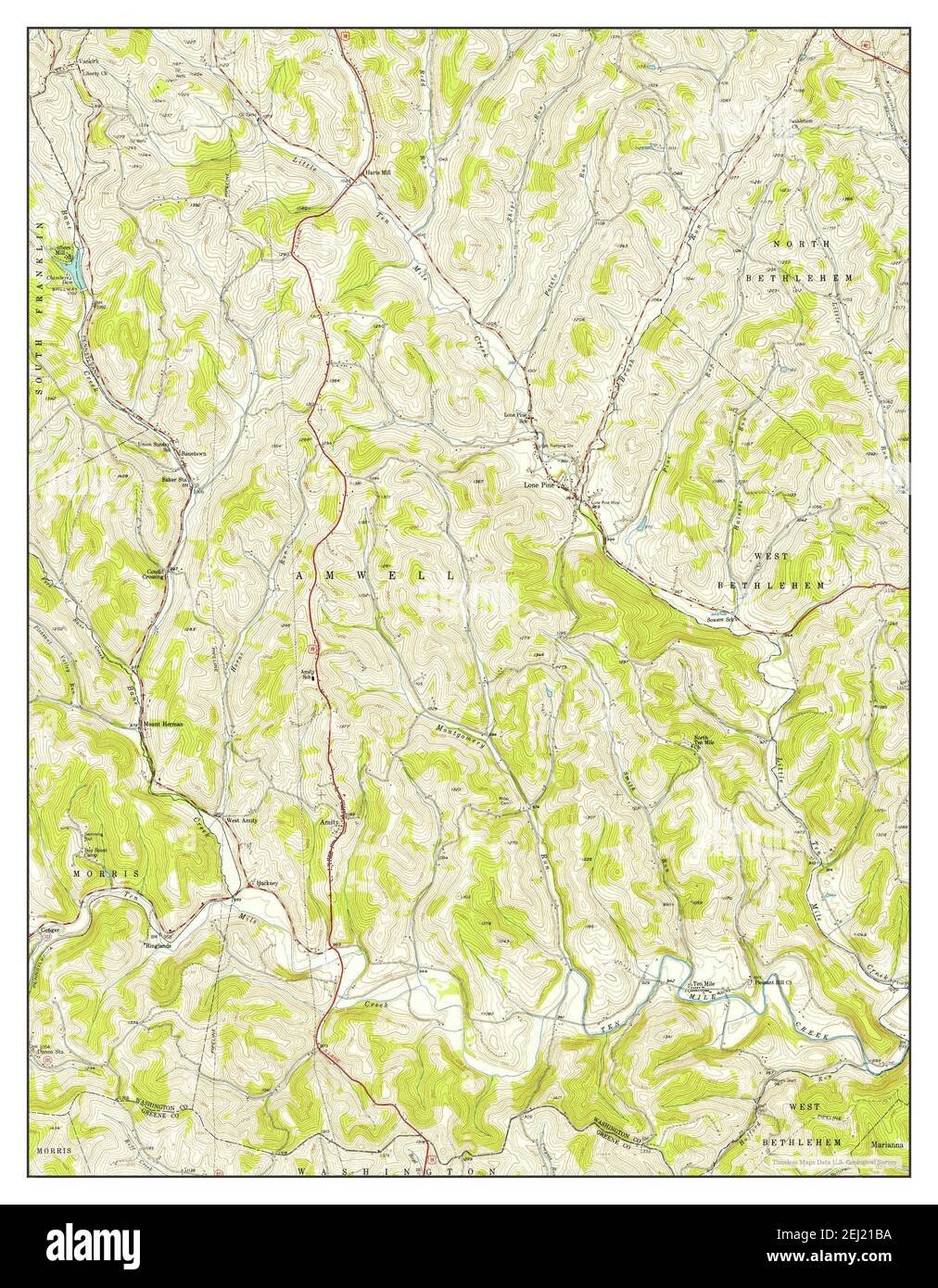 Amity, Pennsylvania, map 1954, 124000, United States of America by