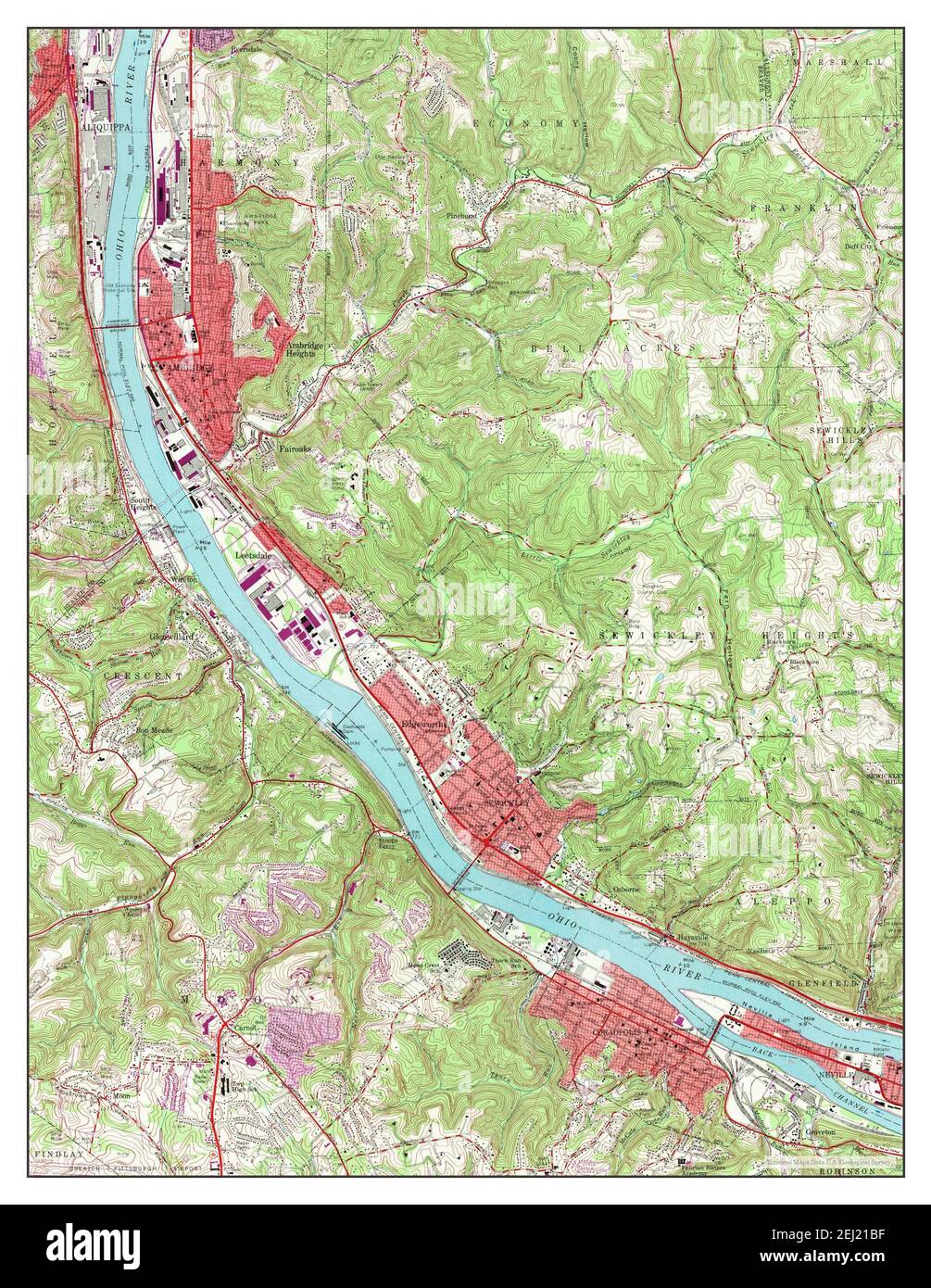 Ambridge, Pennsylvania, map 1960, 124000, United States of America by
