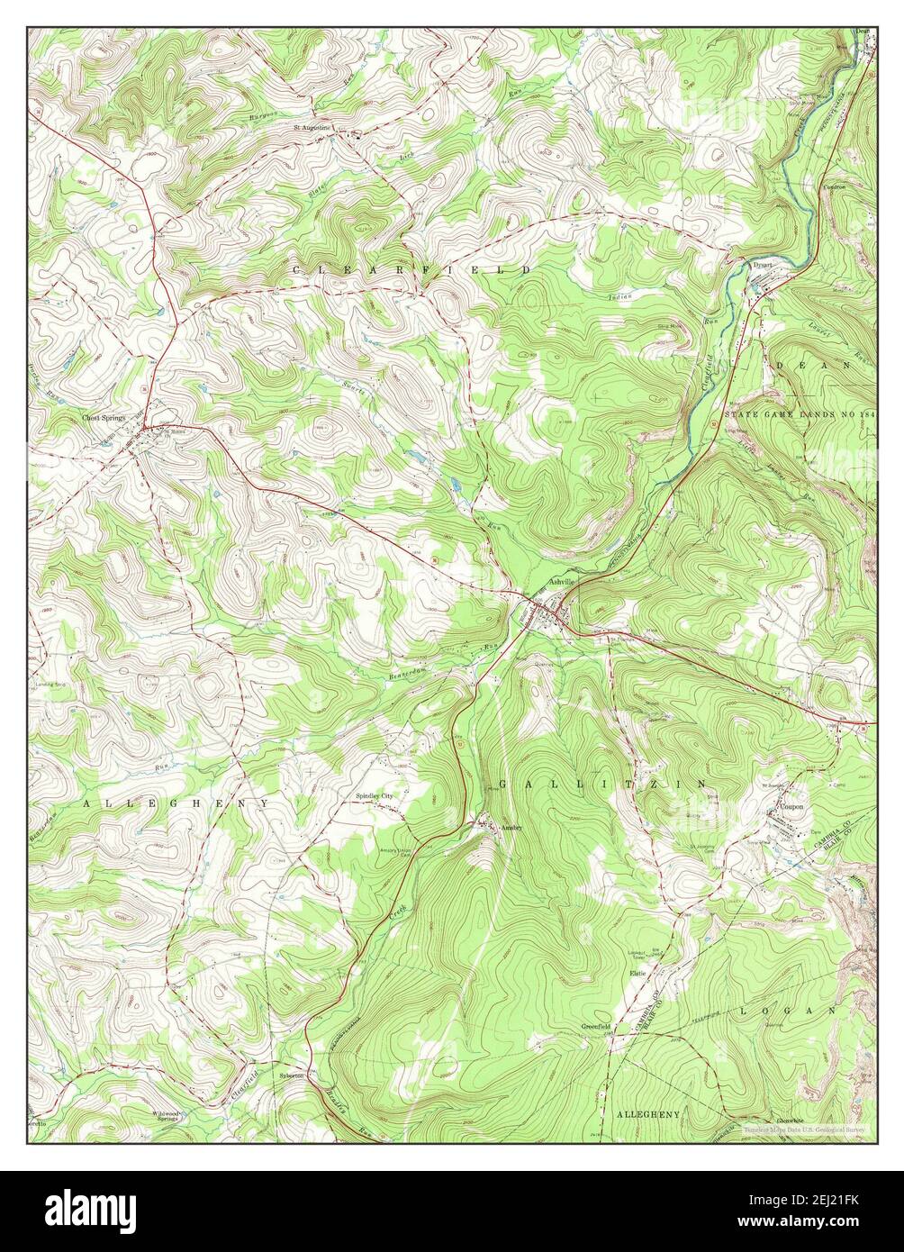 Ashville, Pennsylvania, map 1961, 124000, United States of America by