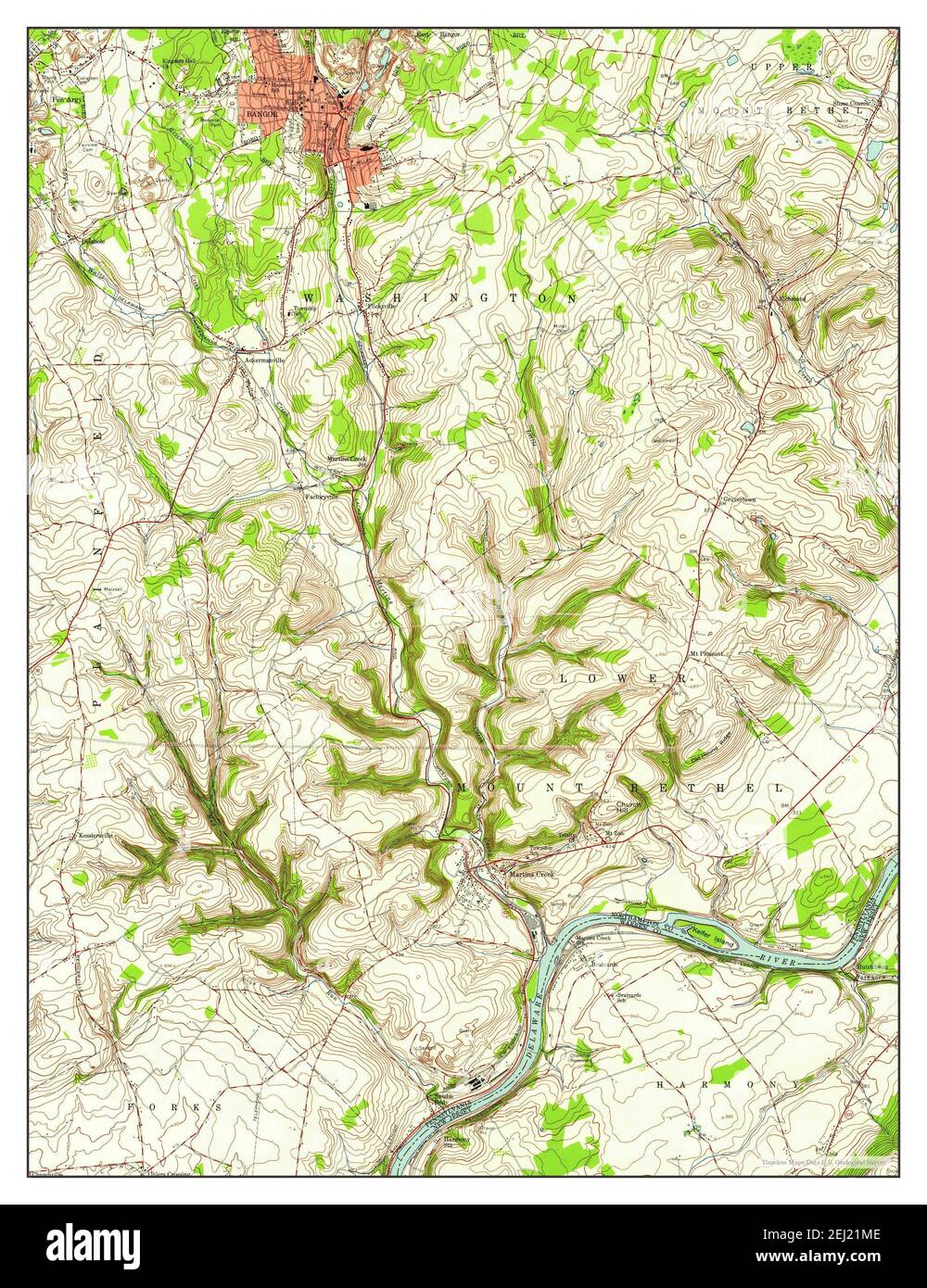 Bangor, Pennsylvania, map 1956, 124000, United States of America by