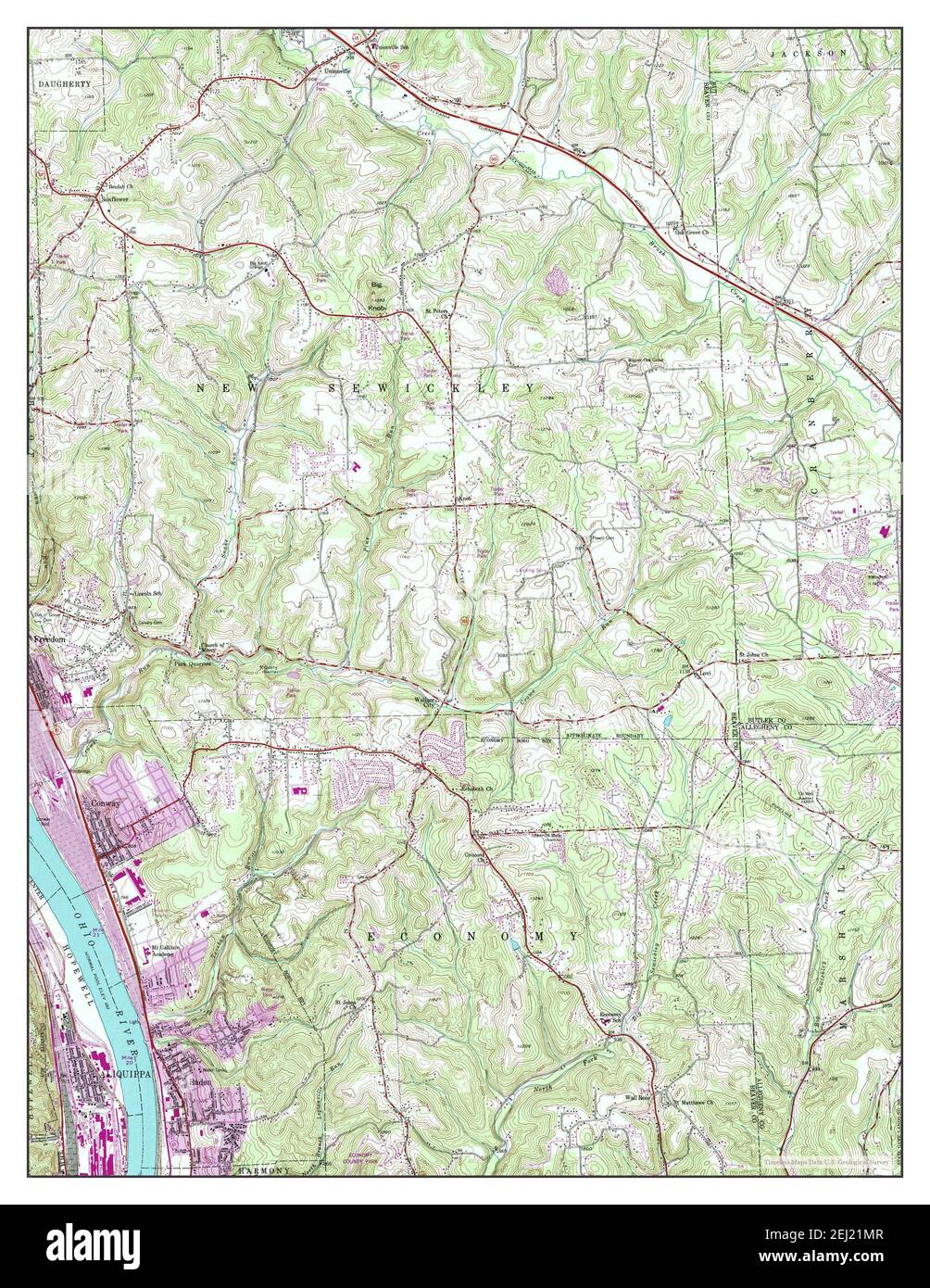 Baden, Pennsylvania, map 1953, 124000, United States of America by