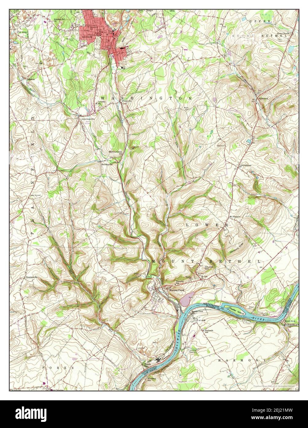 Bangor, Pennsylvania, map 1956, 124000, United States of America by