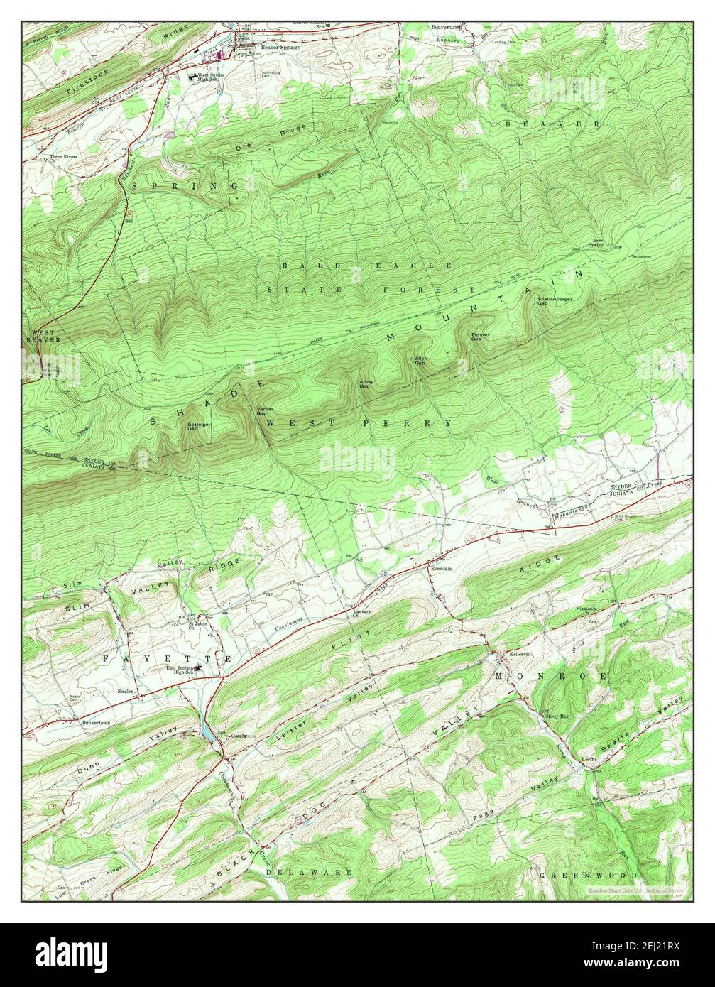 Beaver Springs, Pennsylvania, map 1959, 124000, United States of