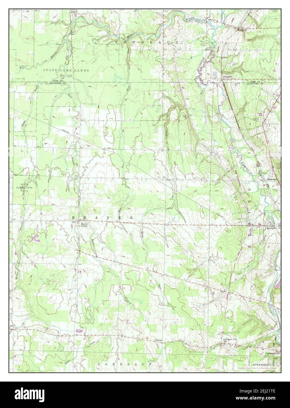 Beaver Center, Pennsylvania, map 1959, 124000, United States of