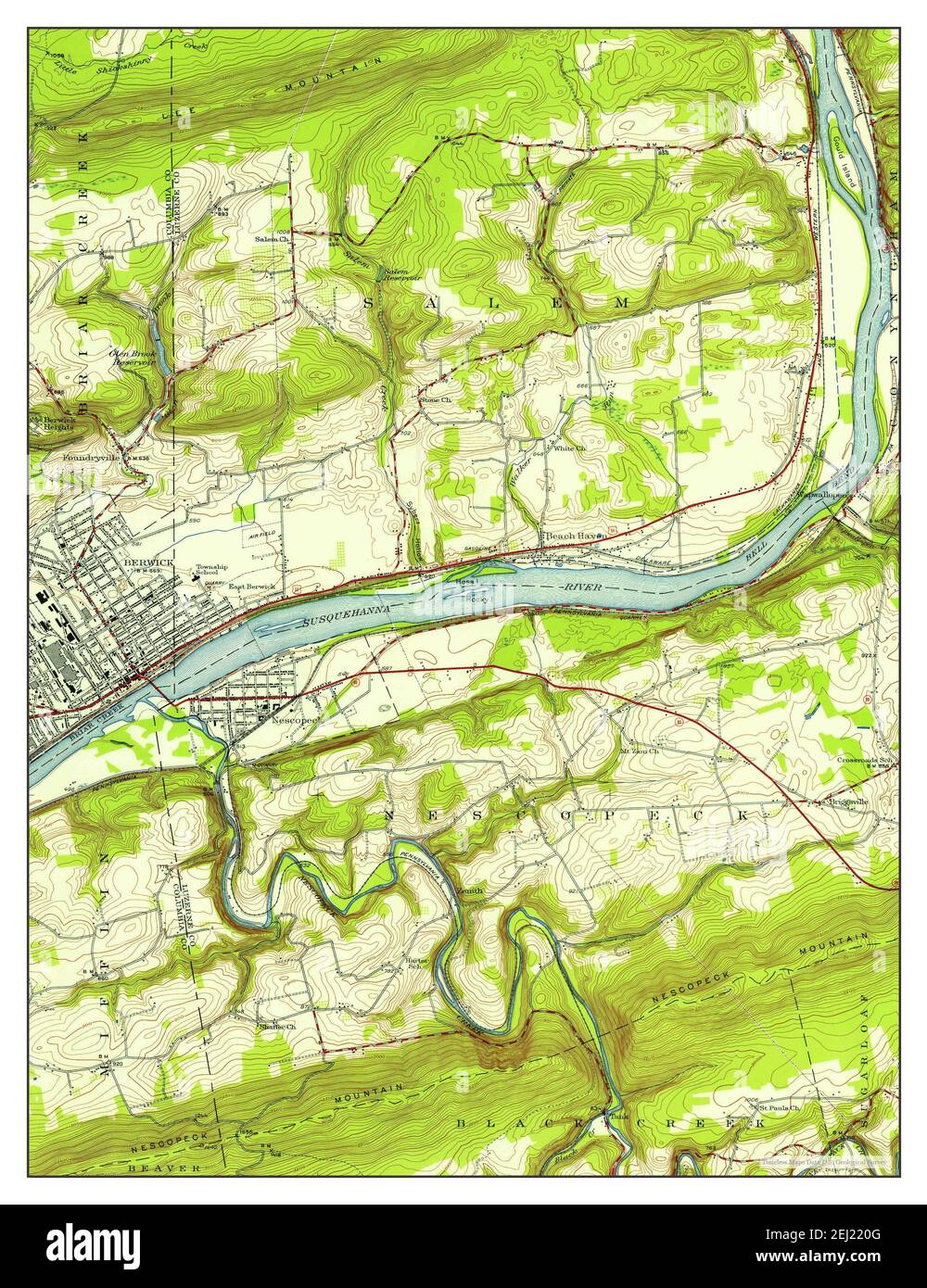 Berwick, Pennsylvania, map 1955, 124000, United States of America by