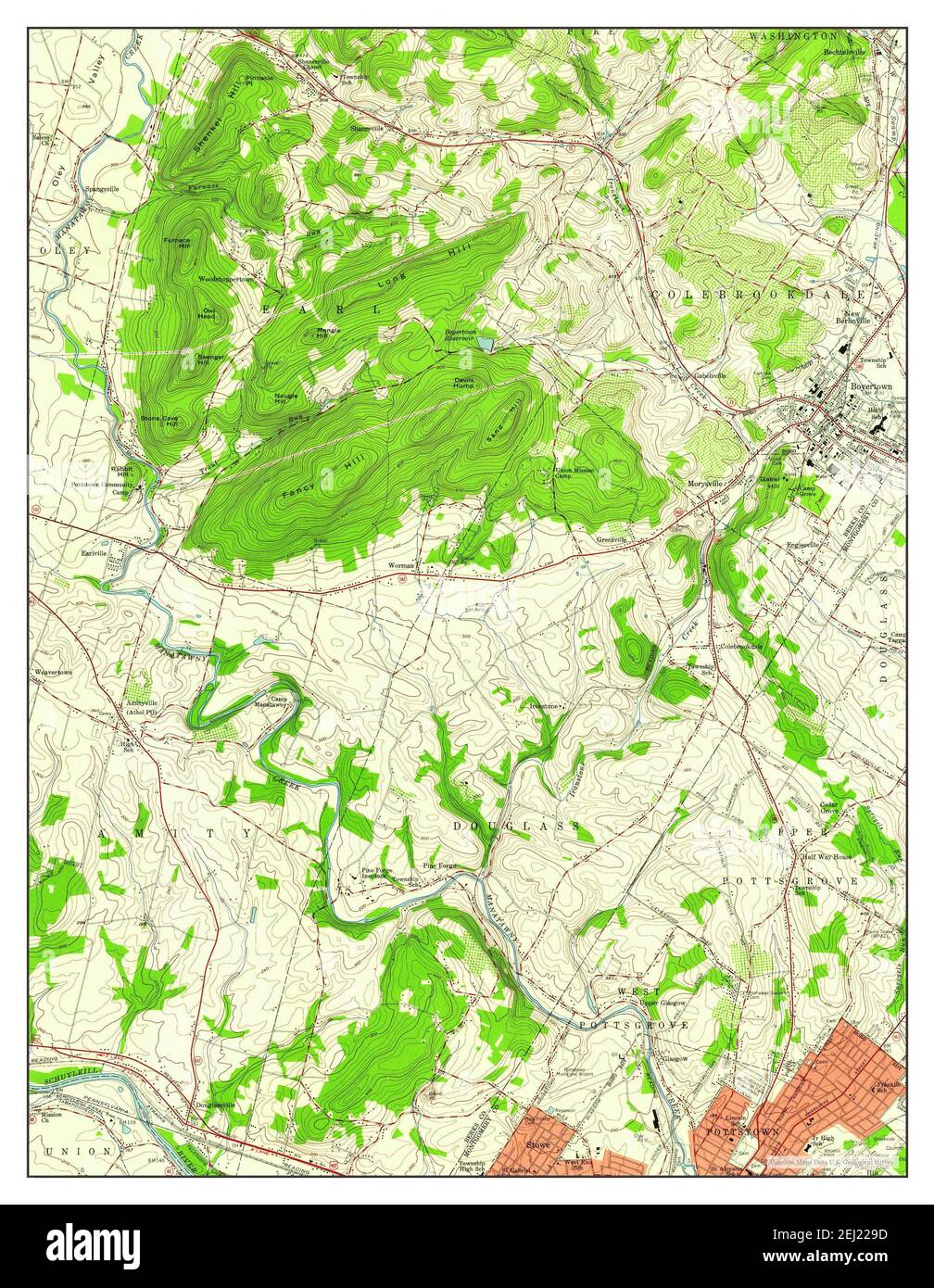 Boyertown, Pennsylvania, map 1957, 124000, United States of America by Timeless Maps, data U.S