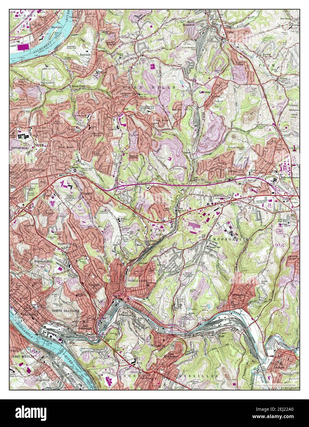 Braddock, Pennsylvania, map 1960, 124000, United States of America by Timeless Maps, data U.S