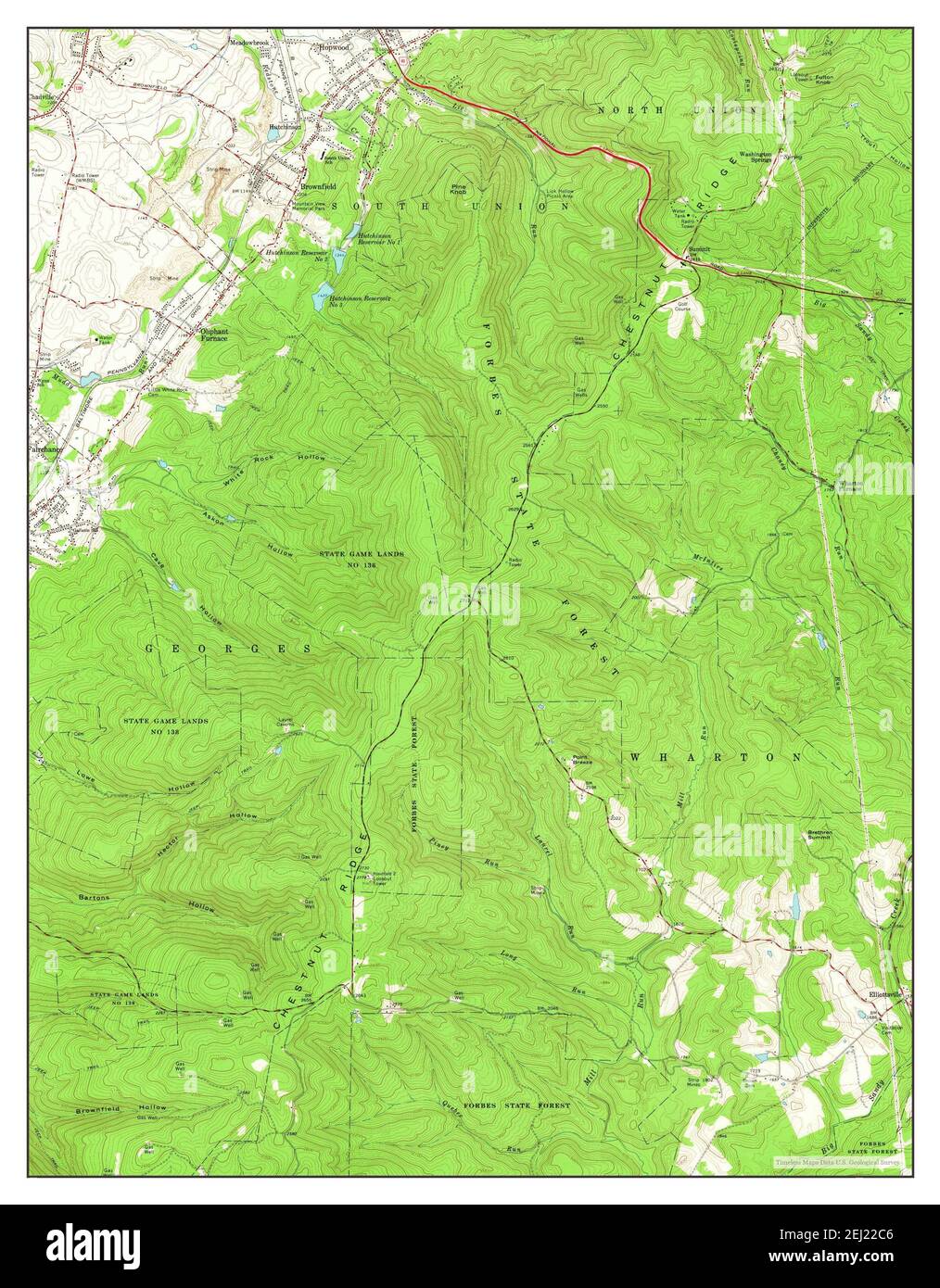 Brownfield, Pennsylvania, map 1964, 124000, United States of America