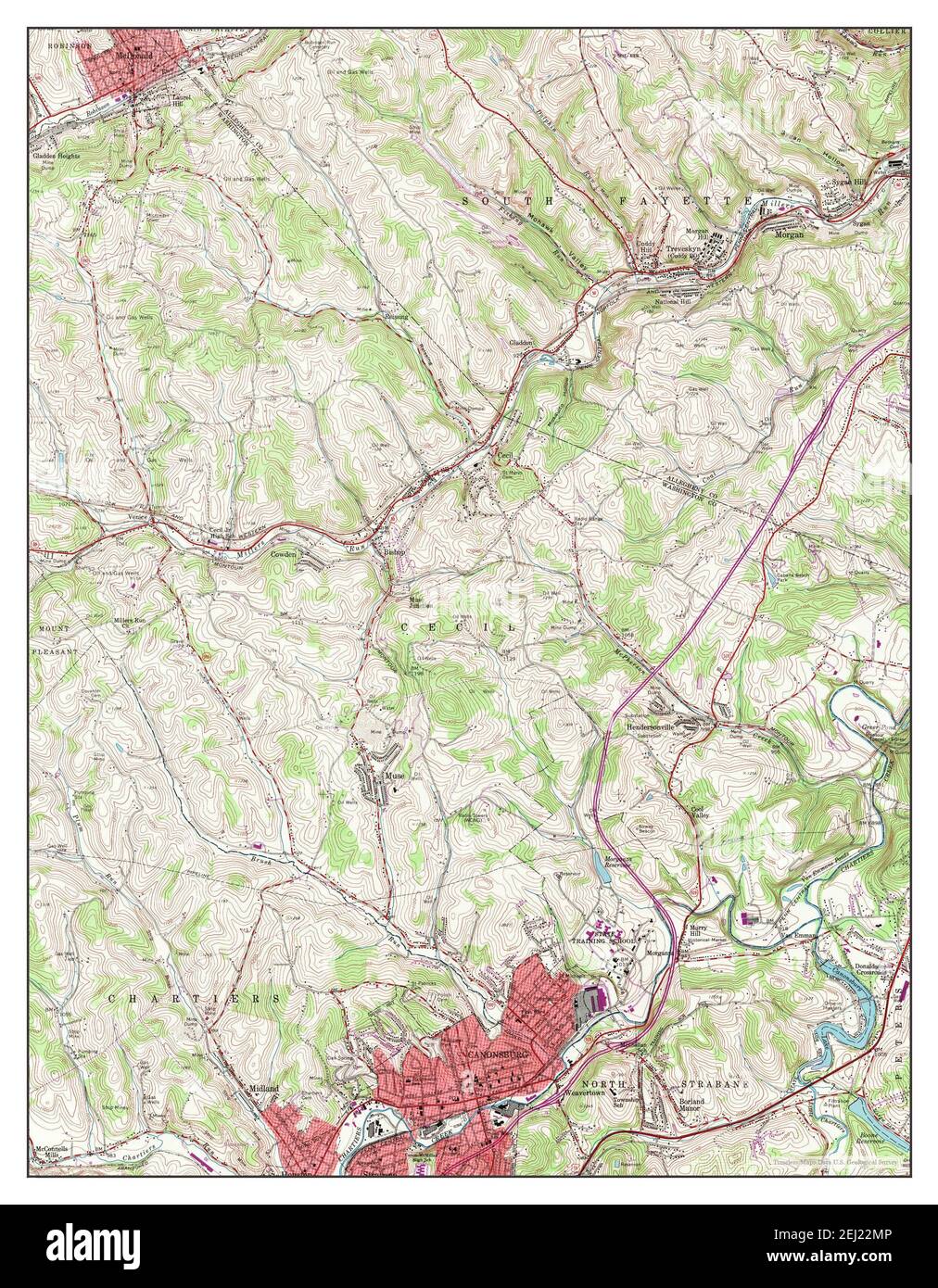 Canonsburg, Pennsylvania, map 1960, 1:24000, United States of America ...