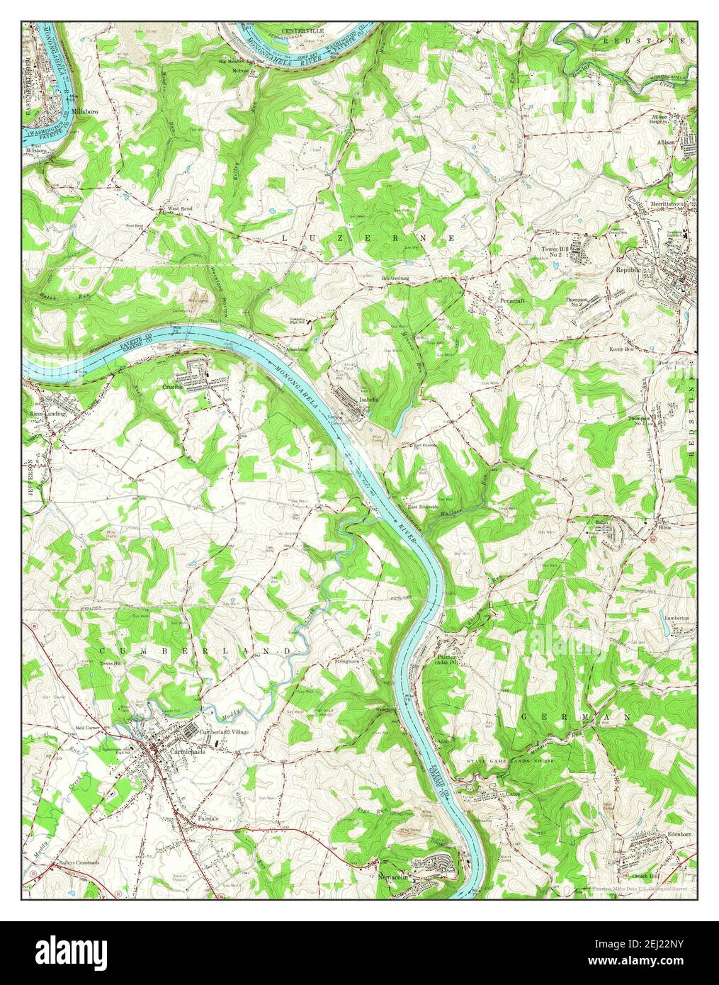 Carmichaels, Pennsylvania, map 1964, 124000, United States of America