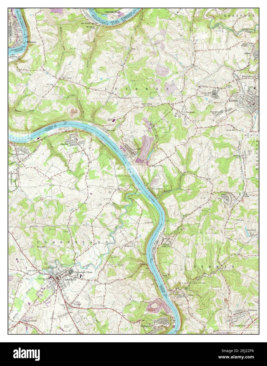 Carmichaels, Pennsylvania, map 1964, 124000, United States of America