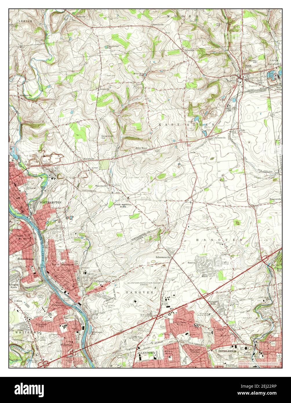Catasauqua, Pennsylvania, map 1964, 1:24000, United States of America by Timeless Maps, data U.S. Geological Survey Stock Photo