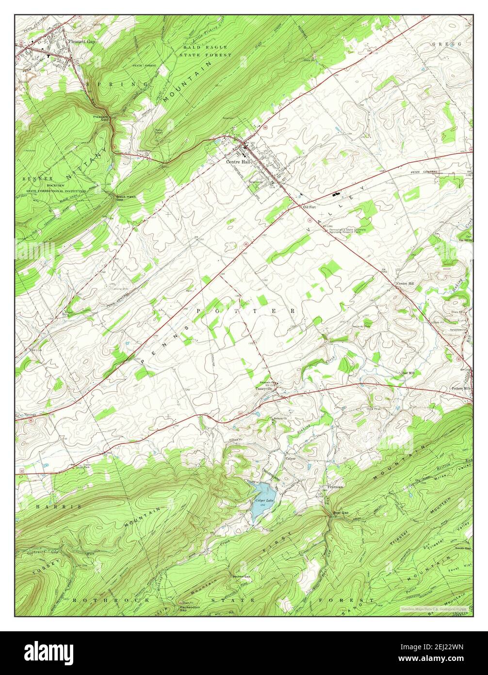 Centre Hall, Pennsylvania, map 1966, 124000, United States of America