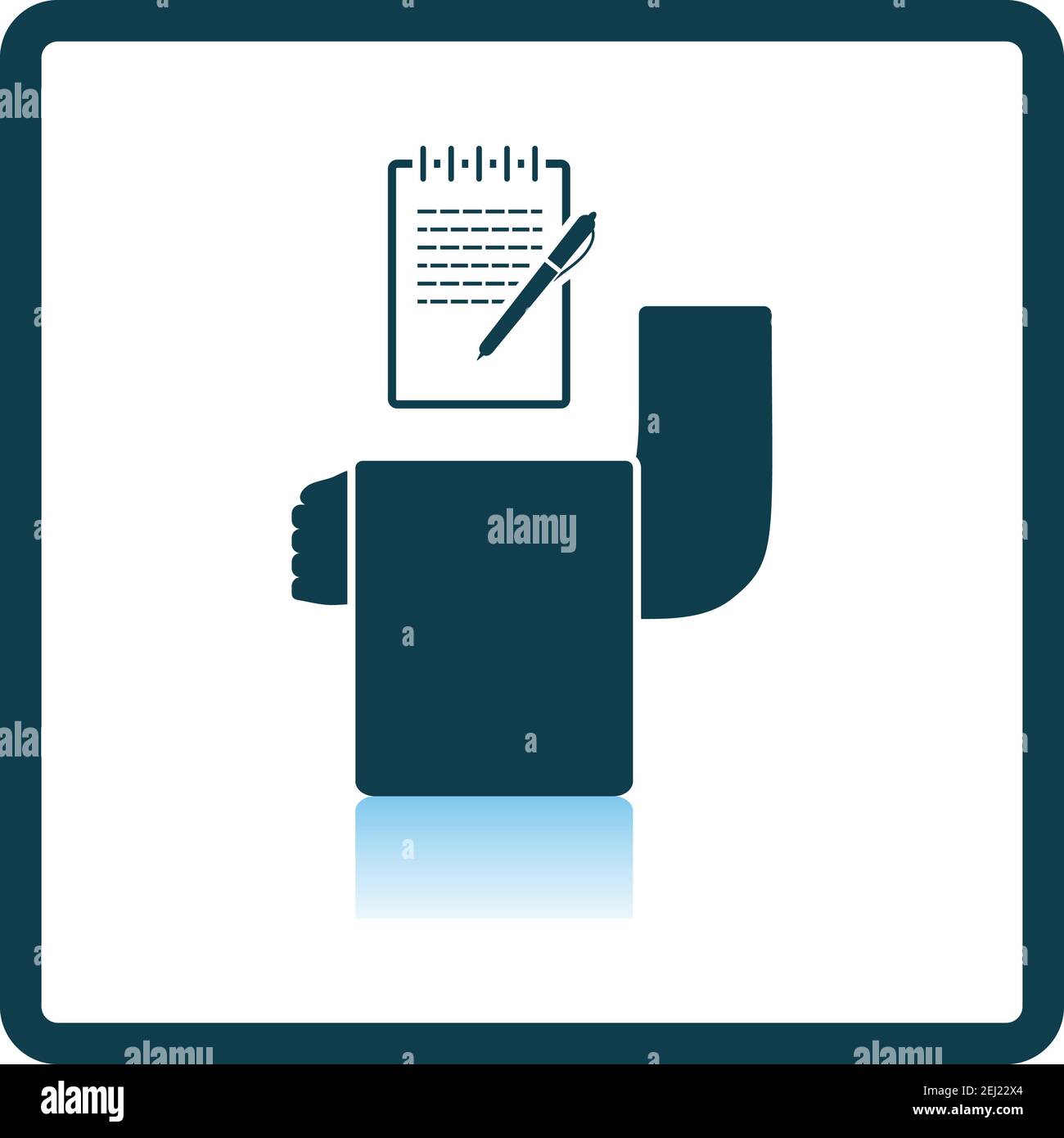 Waiter Take Oder Icon. Square Shadow Reflection Design. Vector Illustration. Stock Vector