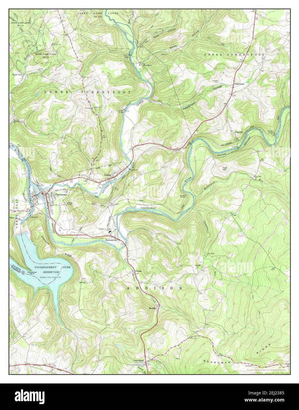 Confluence, Pennsylvania, map 1967, 124000, United States of America by Timeless Maps, data U.S
