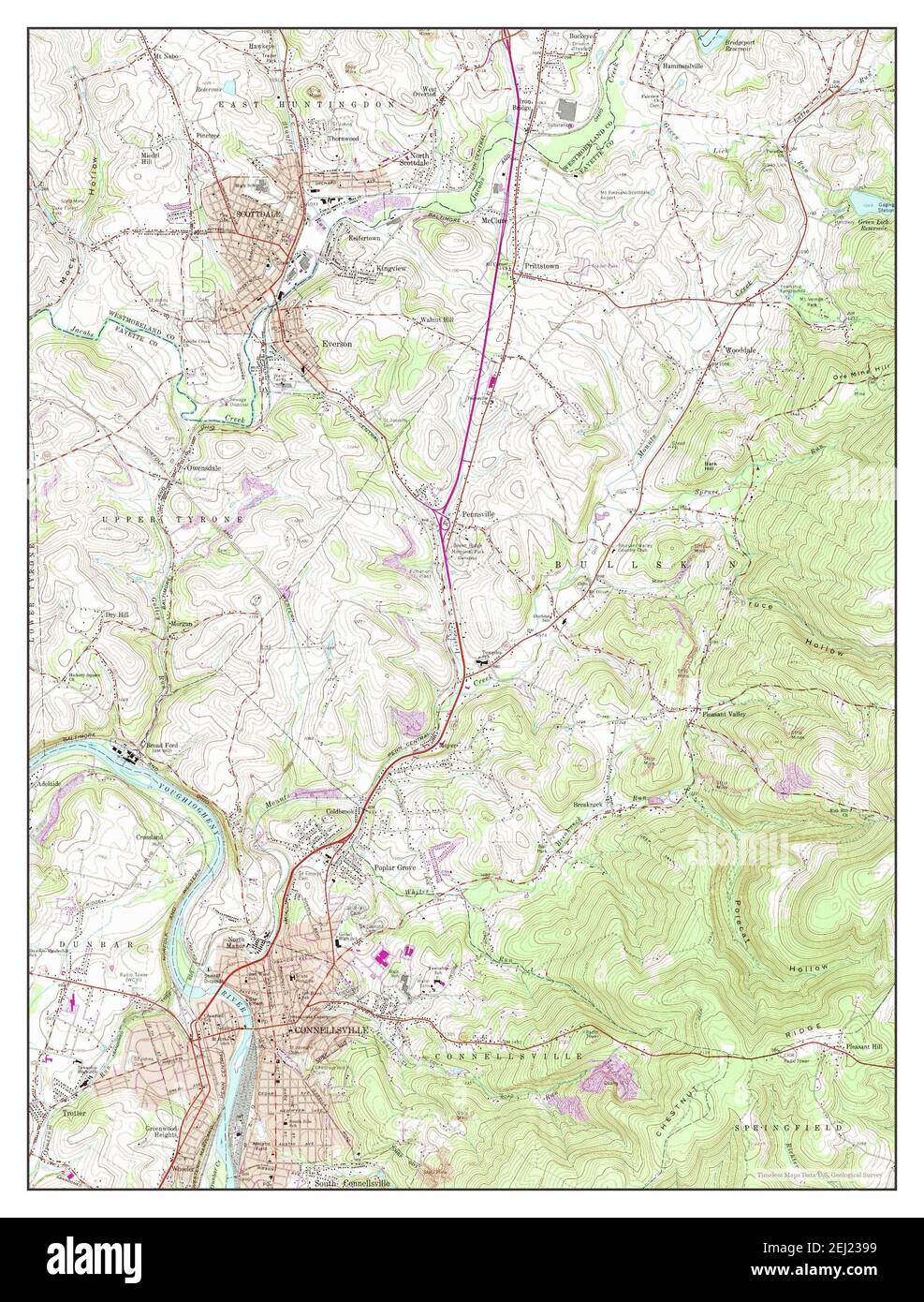 Connellsville, Pennsylvania, map 1964, 124000, United States of
