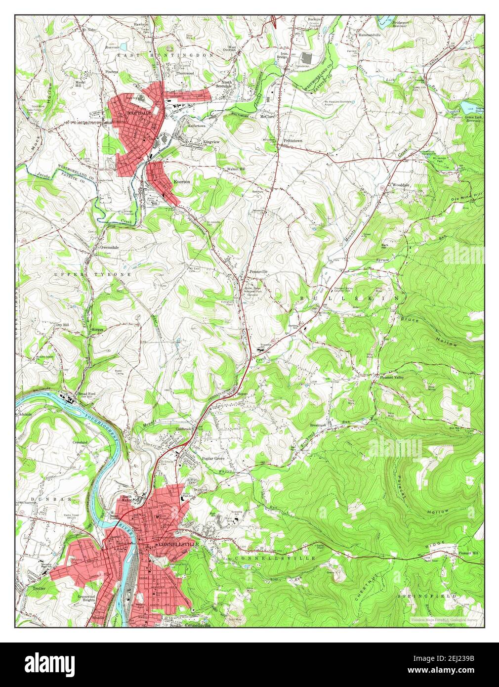 Connellsville, Pennsylvania, map 1964, 124000, United States of
