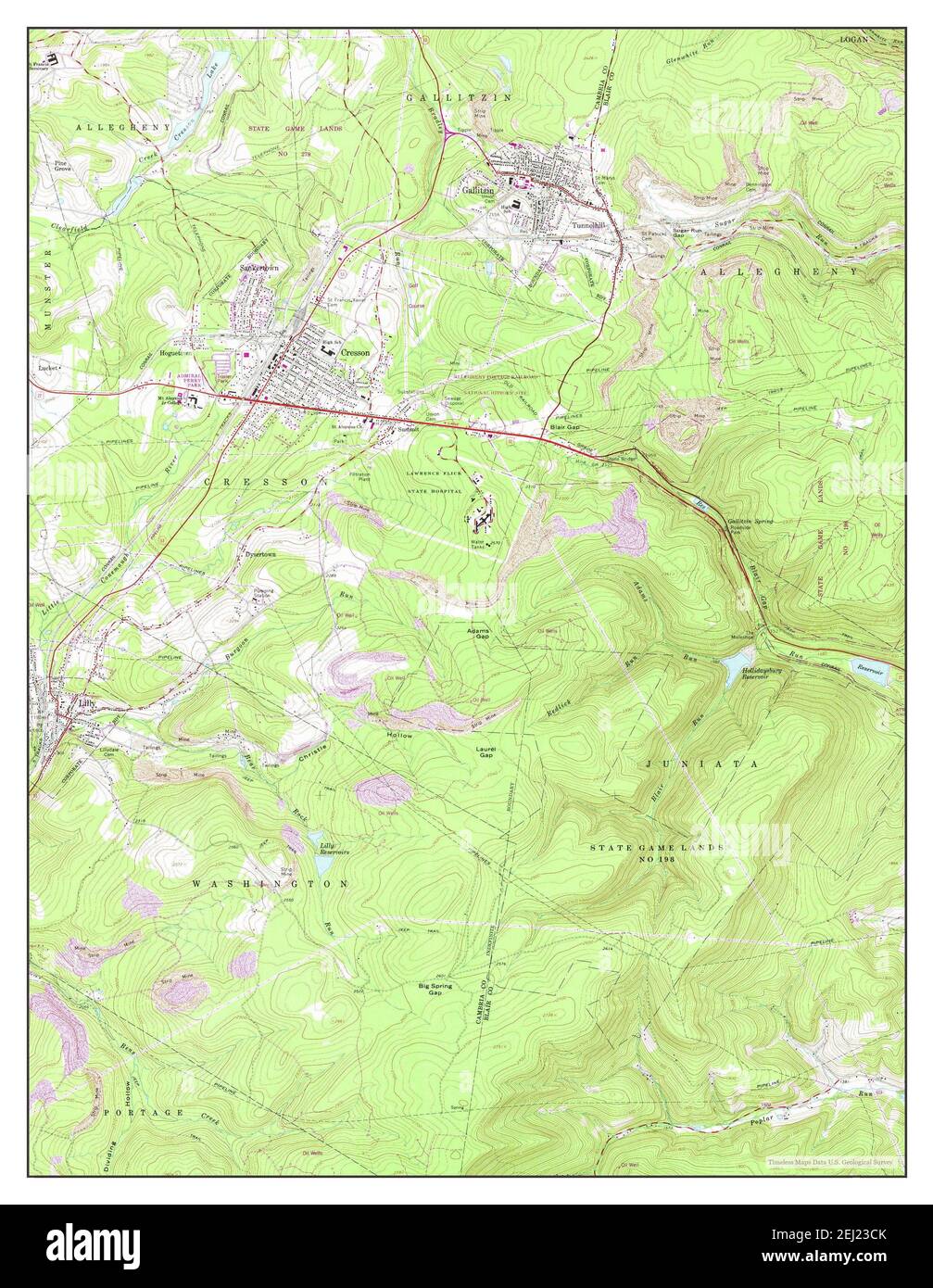 Cresson, Pennsylvania, map 1963, 124000, United States of America by