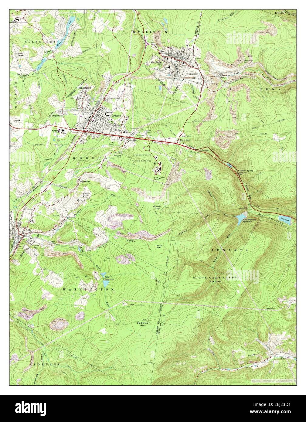 Cresson, Pennsylvania, map 1963, 124000, United States of America by